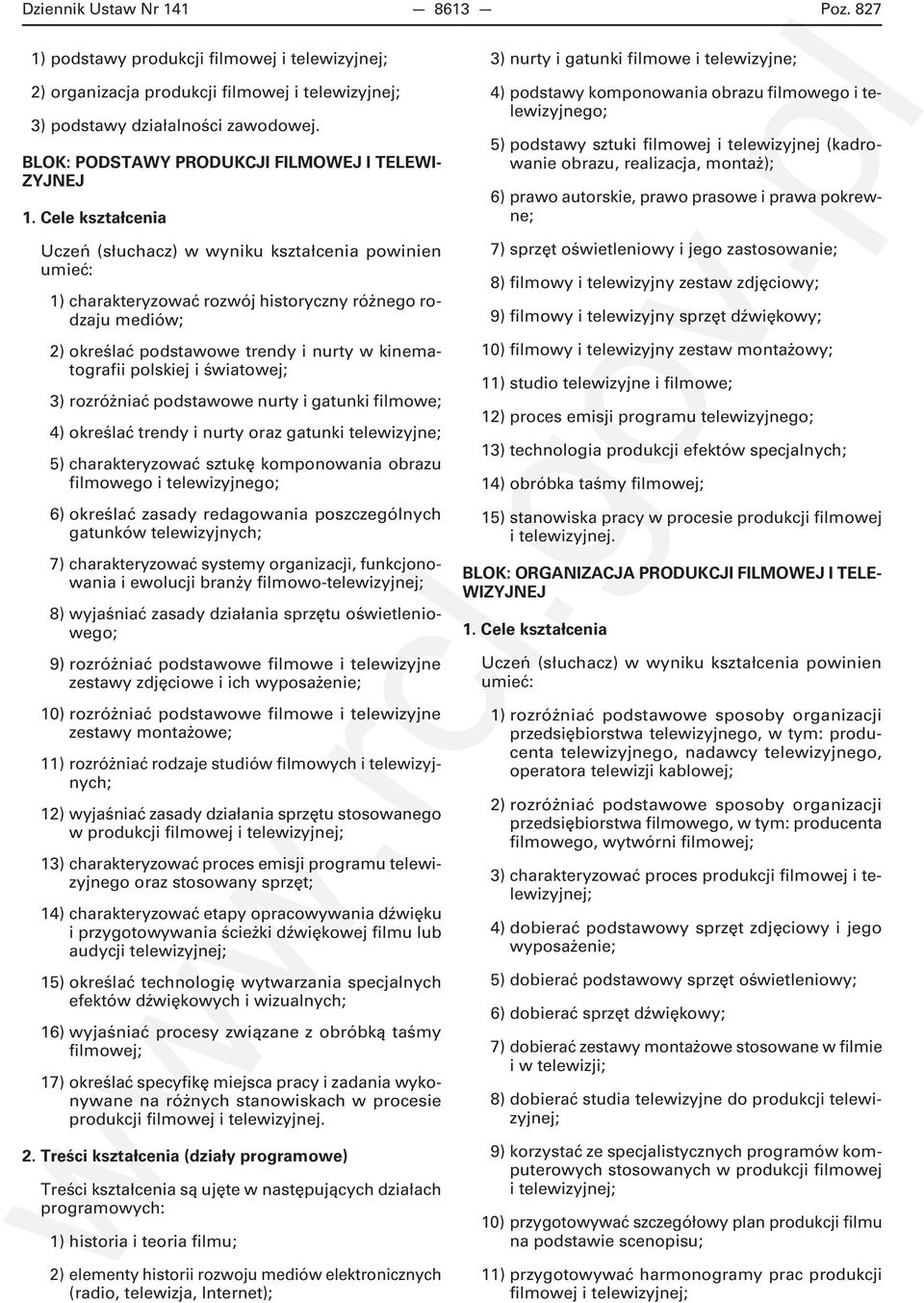 rozróżniać podstawowe nurty i gatunki filmowe; 4) określać trendy i nurty oraz gatunki telewizyjne; 5) charakteryzować sztukę komponowania obrazu filmowego i telewizyjnego; 6) określać zasady