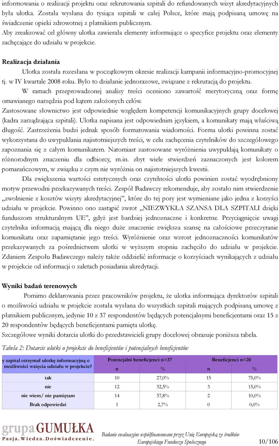 Aby zrealizować cel główny ulotka zawierała elementy informujące o specyfice projektu oraz elementy zachęcające do udziału w projekcie.