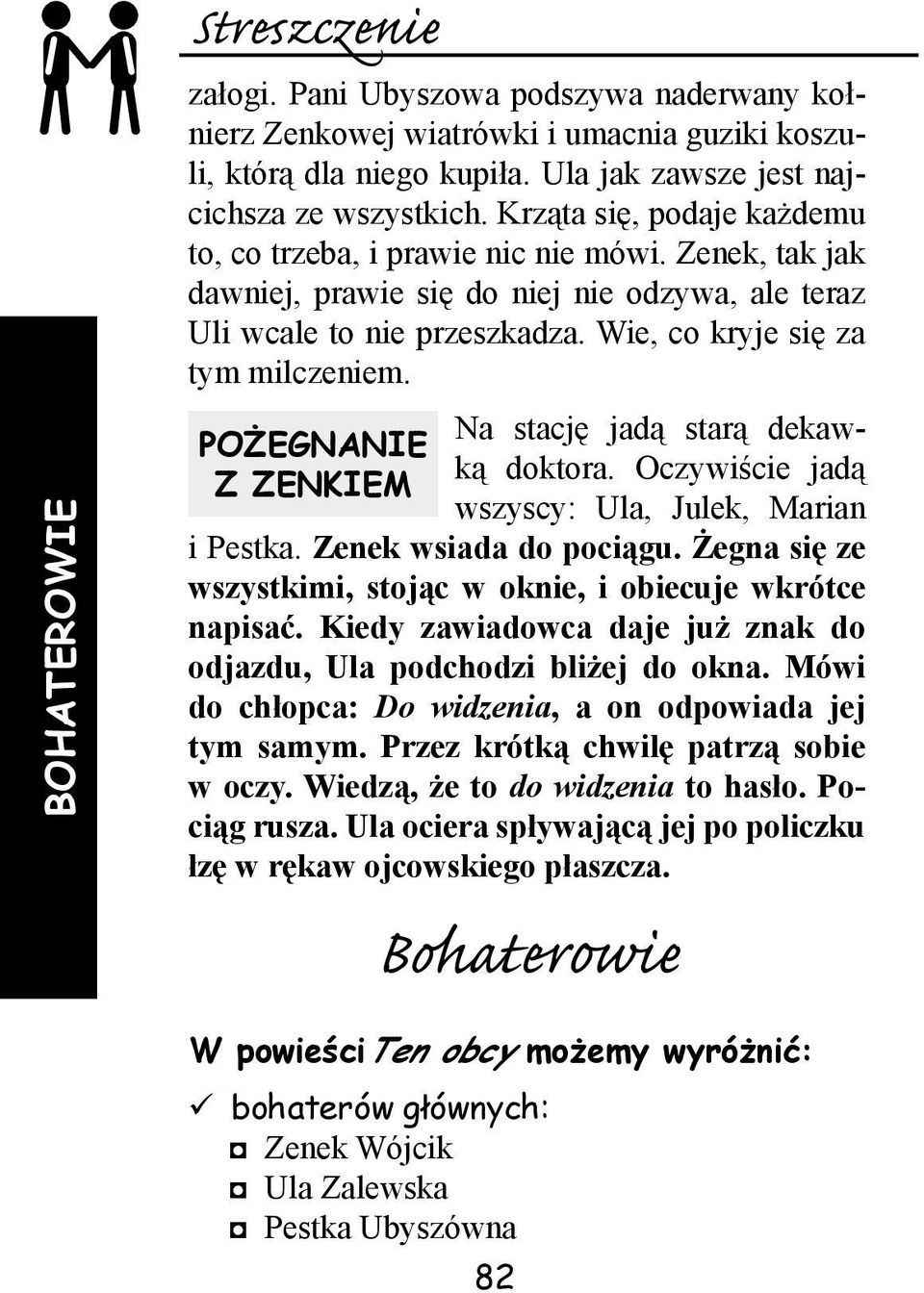 POŻEGNANIE Z ZENKIEM Na stację jadą starą dekawką doktora. Oczywiście jadą wszyscy: Ula, Julek, Marian i Pestka. Zenek wsiada do pociągu.