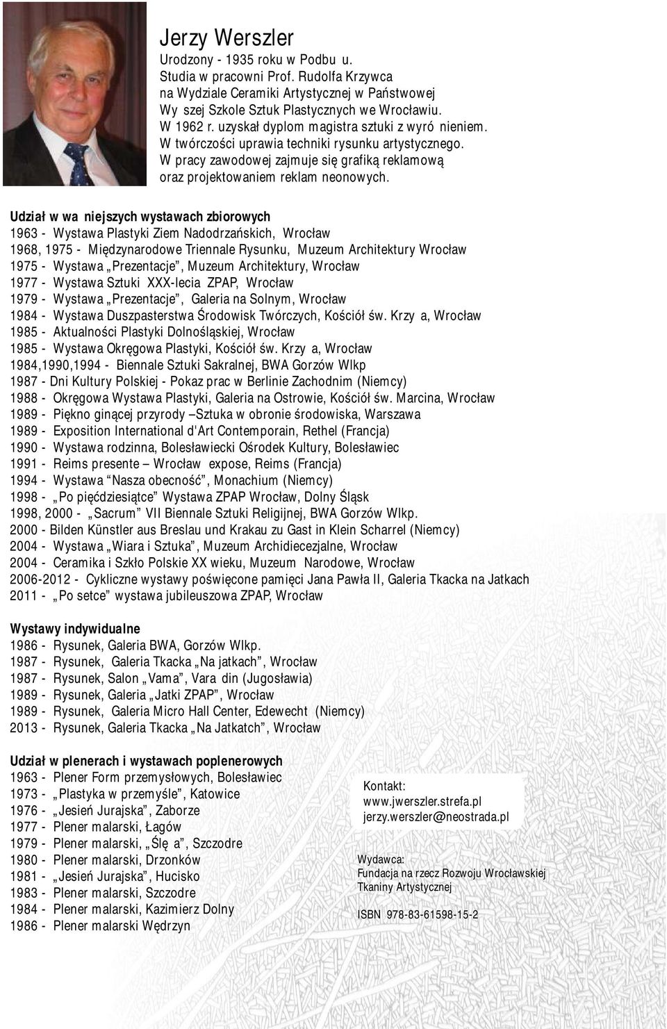 Udział w ważniejszych wystawach zbiorowych 1963 - Wystawa Plastyki Ziem Nadodrzańskich, Wrocław 1968, 1975 - Międzynarodowe Triennale Rysunku, Muzeum Architektury Wrocław 1975 - Wystawa Prezentacje,