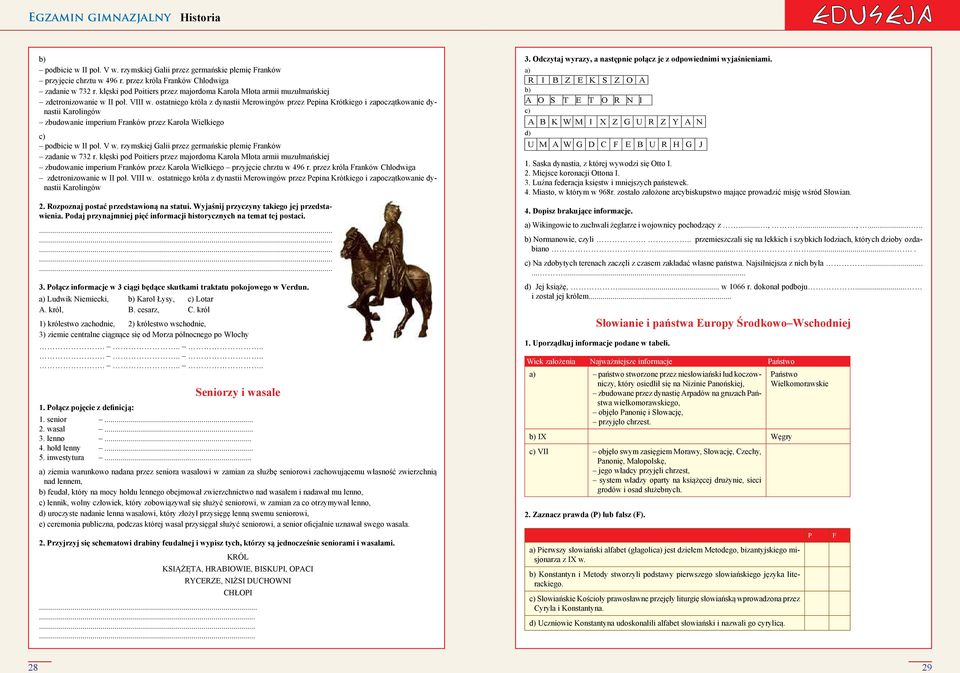 ostatniego króla z dynastii Merowingów przez Pepina Krótkiego i zapoczątkowanie dynastii Karolingów zbudowanie imperium Franków przez Karola Wielkiego c) podbicie w II poł. V w.