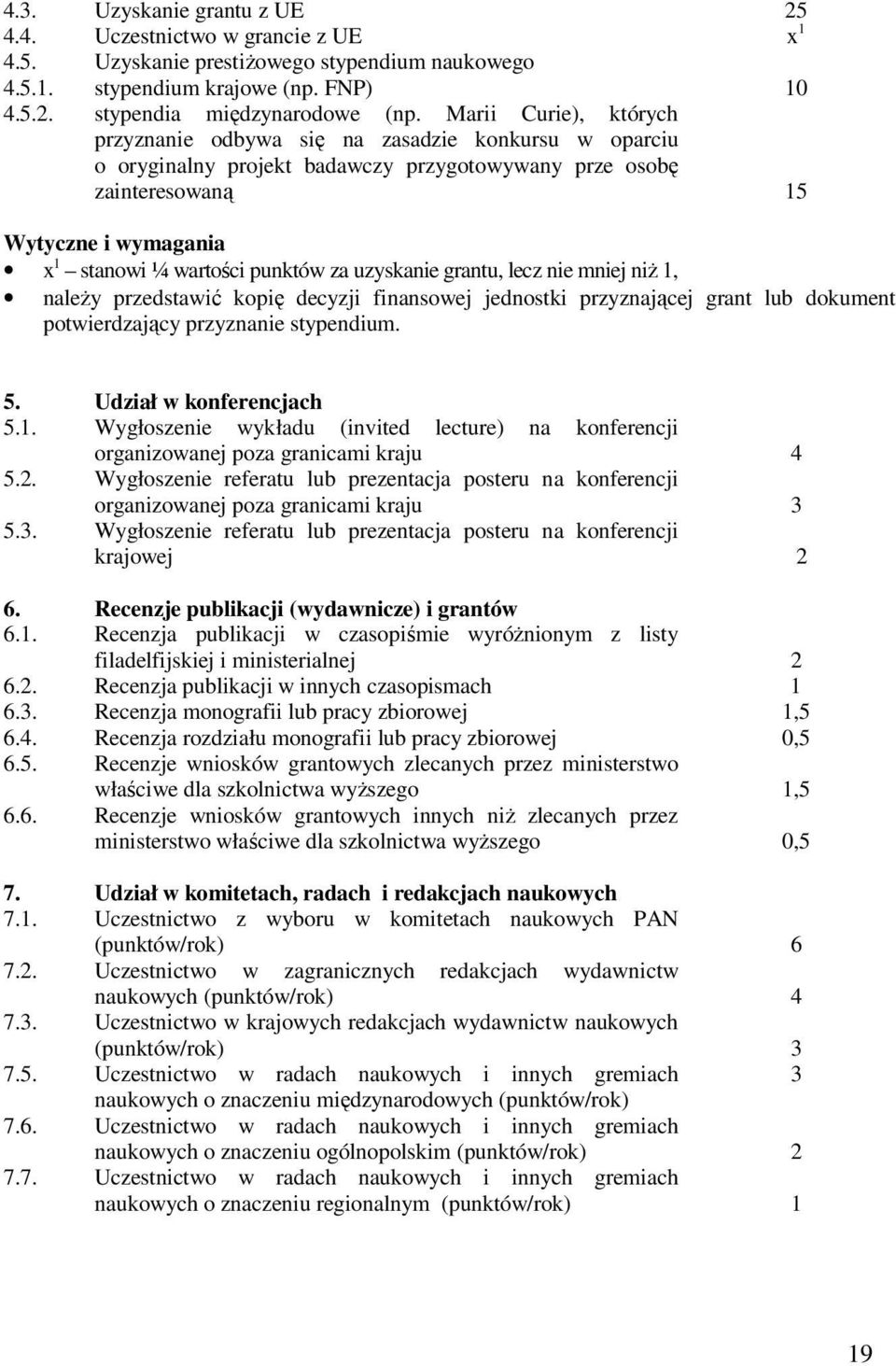 za uzyskanie grantu, lecz nie mniej niż, należy przedstawić kopię decyzji finansowej jednostki przyznającej grant lub dokument potwierdzający przyznanie stypendium. 5. Udział w konferencjach 5.