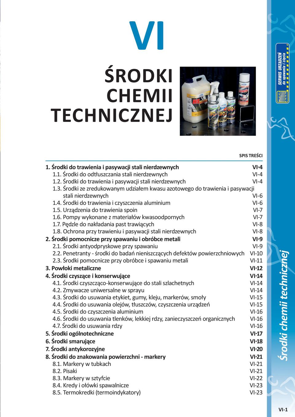 5. Urządzenia do trawienia spoin VI-7 1.6. Pompy wykonane z materiałów kwasoodpornych VI-7 1.7. Pędzle do nakładania past trawiących VI-8 1.8. Ochrona przy trawieniu i pasywacji stali nierdzewnych VI-8 2.