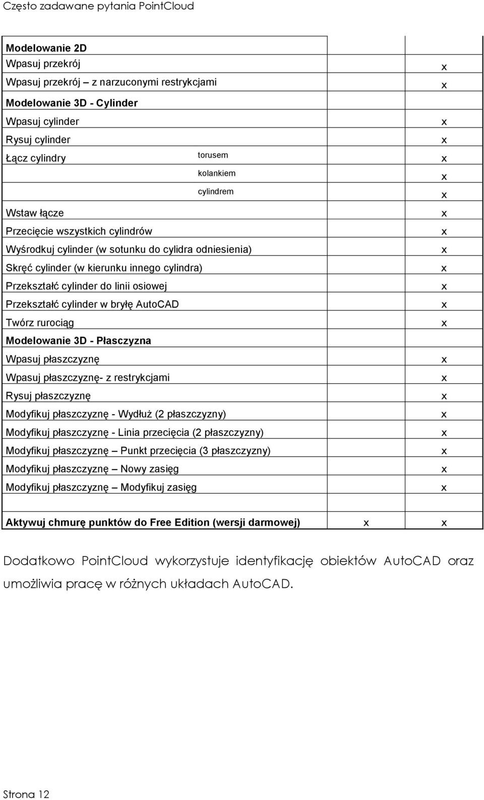 rurociąg Modelowanie 3D - Płasczyzna Wpasuj płaszczyznę Wpasuj płaszczyznę- z restrykcjami Rysuj płaszczyznę Modyfikuj płaszczyznę - WydłuŜ (2 płaszczyzny) Modyfikuj płaszczyznę - Linia przecięcia (2