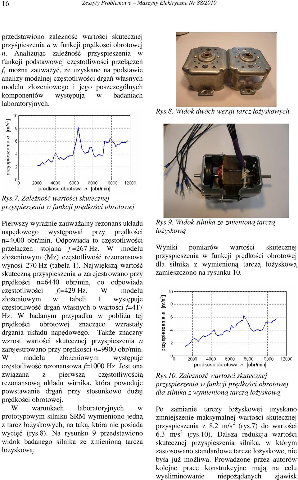 poszczególnych komponentów występują w badanach laboratoryjnych. Rys.8. Wdok dwóch wersj tarcz łoŝyskowych Rys.7.