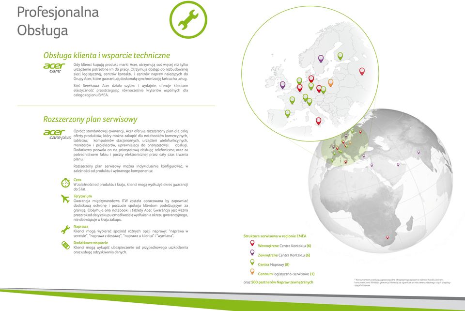 Sieć Serwisowa Acer działa szybko i wydajnie, oferuje klientom elastyczność przestrzegając równocześnie kryteriów wspólnych dla całego regionu EMEA.