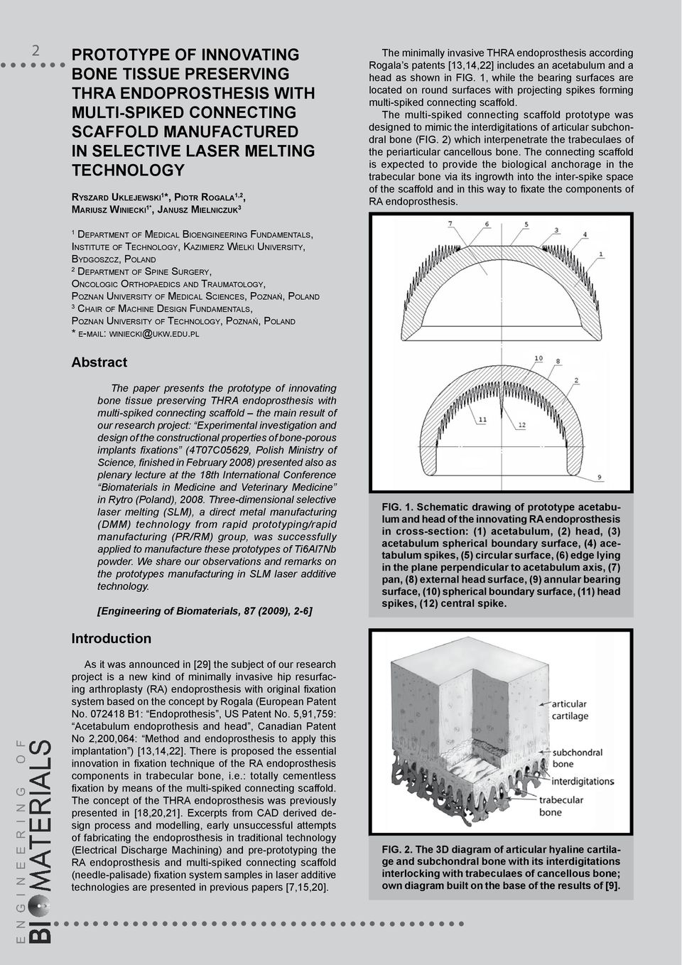 1, while the bearing surfaces are located on round surfaces with projecting spikes forming multi-spiked connecting scaffold.