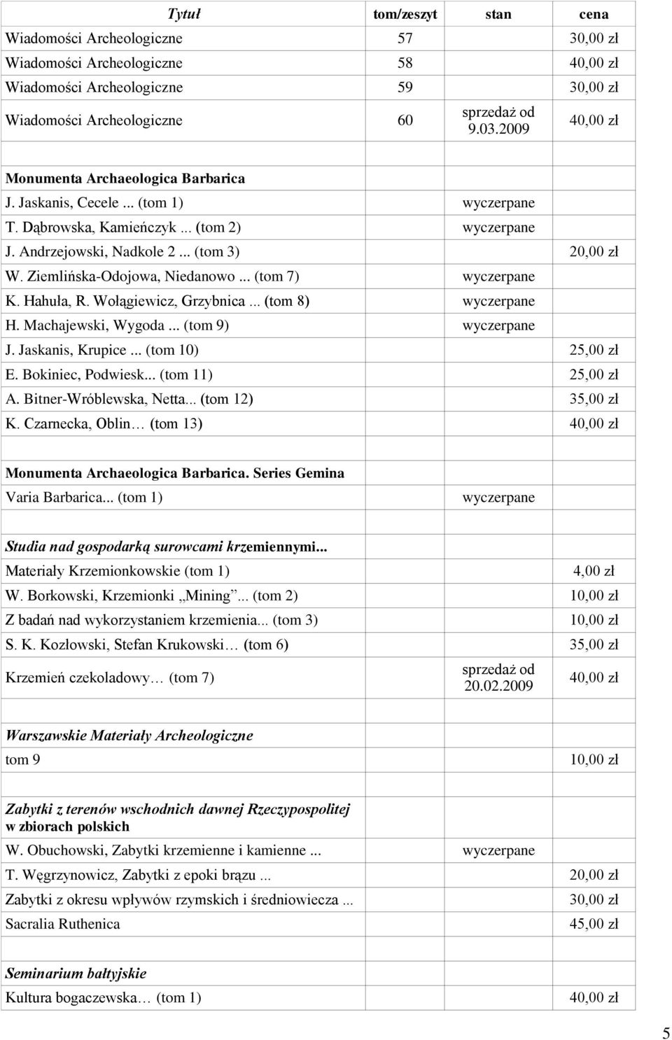 Machajewski, Wygoda... (tom 9) J. Jaskanis, Krupice... (tom 10) 25,00 zł E. Bokiniec, Podwiesk... (tom 11) 25,00 zł A. Bitner-Wróblewska, Netta... (tom 12) 35,00 zł K.