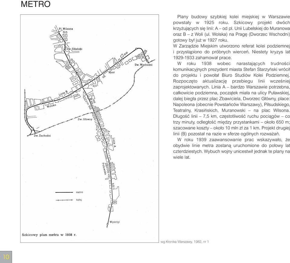 W roku 1938 wobec narastajàcych trudnoêci komunikacyjnych prezydent miasta Stefan Starzyƒski wróci do projektu i powo a Biuro Studiów Kolei Podziemnej.