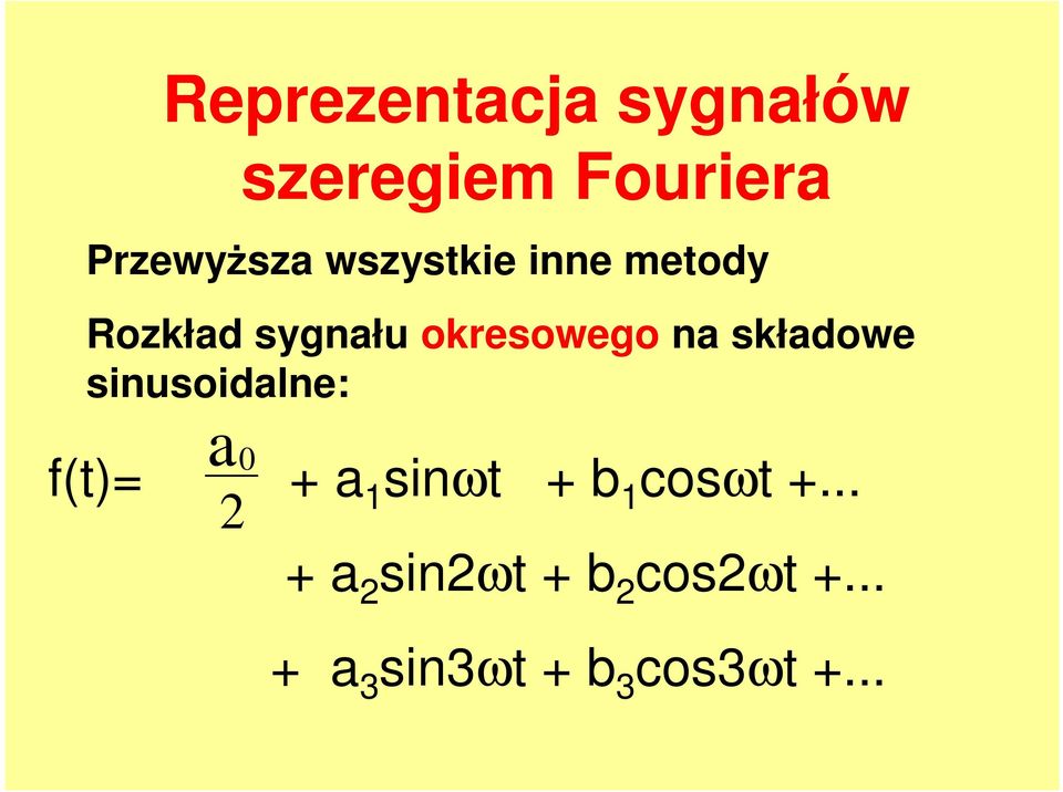 składowe sinusoidalne: a 0 f(t)= + a 1 sinωt + b 1 cosωt