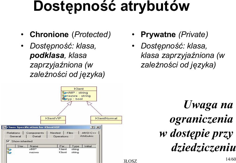 od j zyka) Dost pno : klasa, klasa zaprzyja niona (w zale no ci