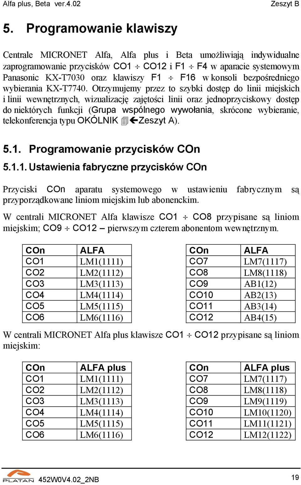 konsoli bezpośredniego wybierania KX-T7740.