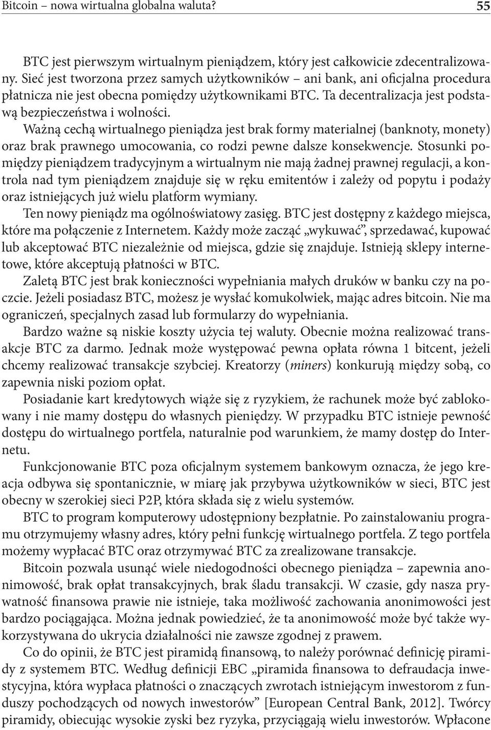 Ważną cechą wirtualnego pieniądza jest brak formy materialnej (banknoty, monety) oraz brak prawnego umocowania, co rodzi pewne dalsze konsekwencje.