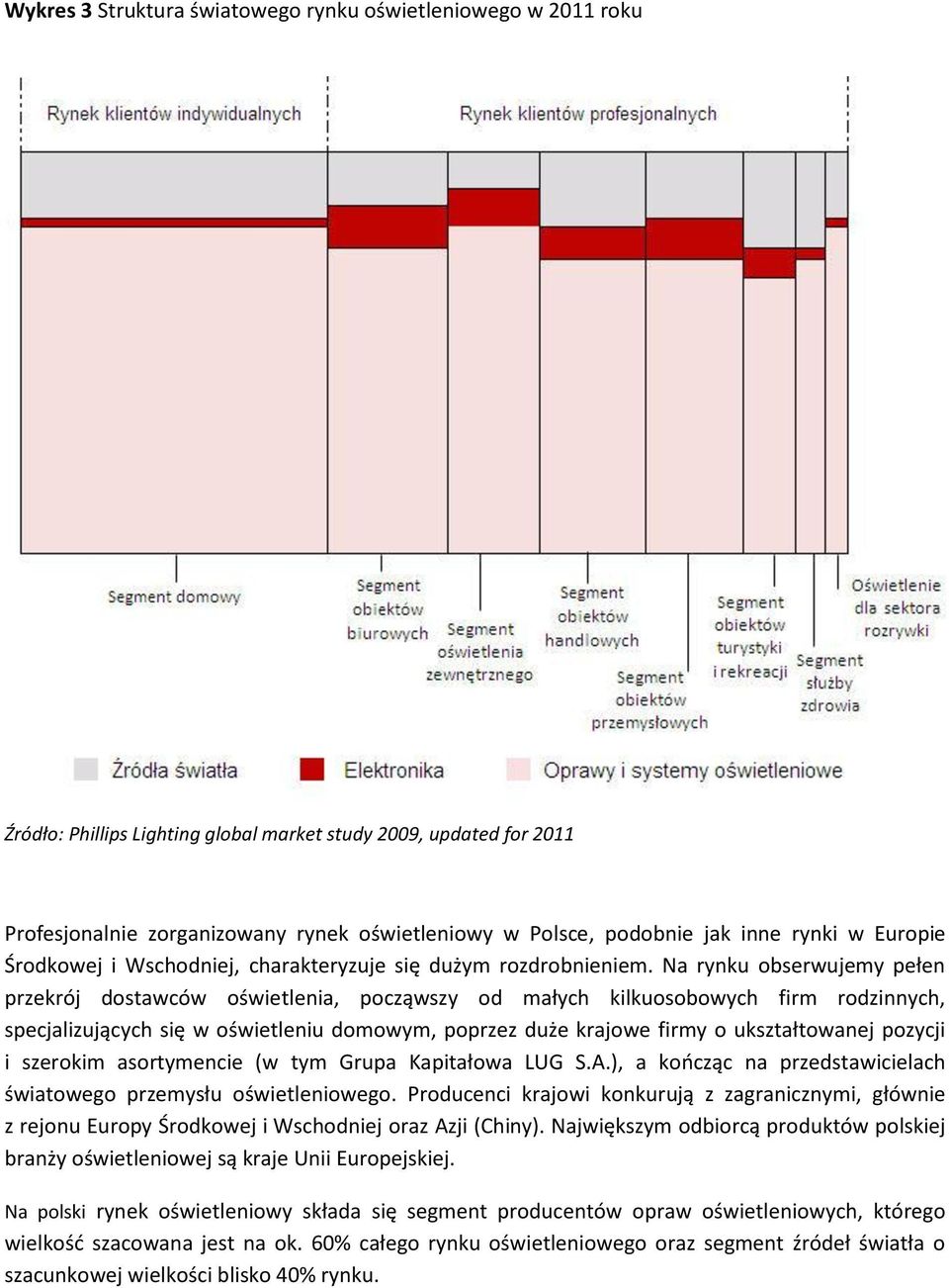 Na rynku obserwujemy pełen przekrój dostawców oświetlenia, począwszy od małych kilkuosobowych firm rodzinnych, specjalizujących się w oświetleniu domowym, poprzez duże krajowe firmy o ukształtowanej