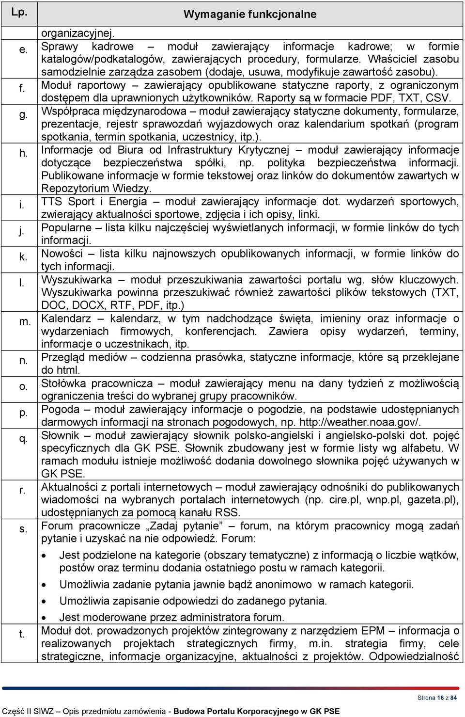 Moduł raportowy zawierający opublikowane statyczne raporty, z ograniczonym dostępem dla uprawnionych użytkowników. Raporty są w formacie PDF, TXT, CSV. g.