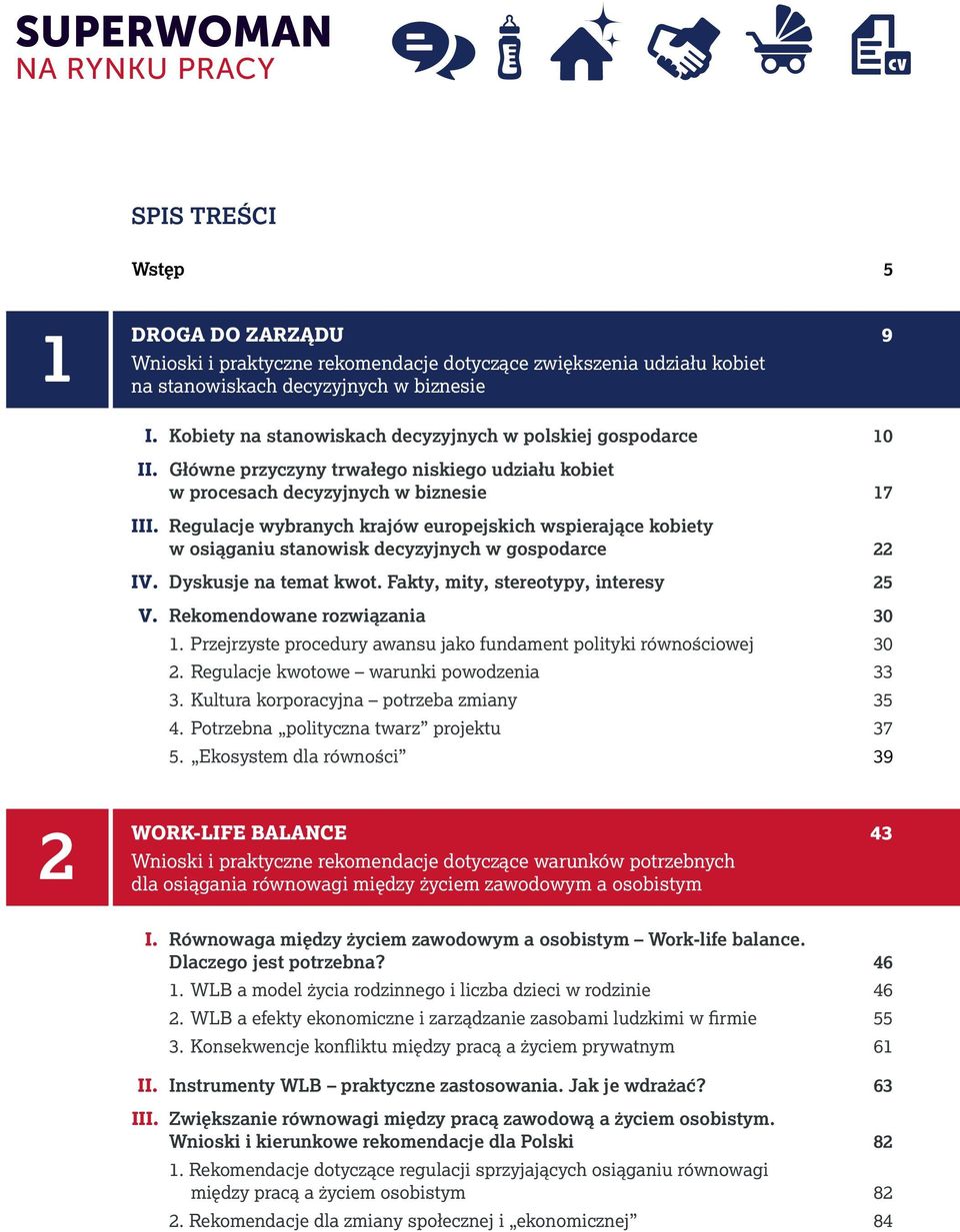 Regulacje wybranych krajów europejskich wspierające kobiety w osiąganiu stanowisk decyzyjnych w gospodarce 22 IV. Dyskusje na temat kwot. Fakty, mity, stereotypy, interesy 25 V.