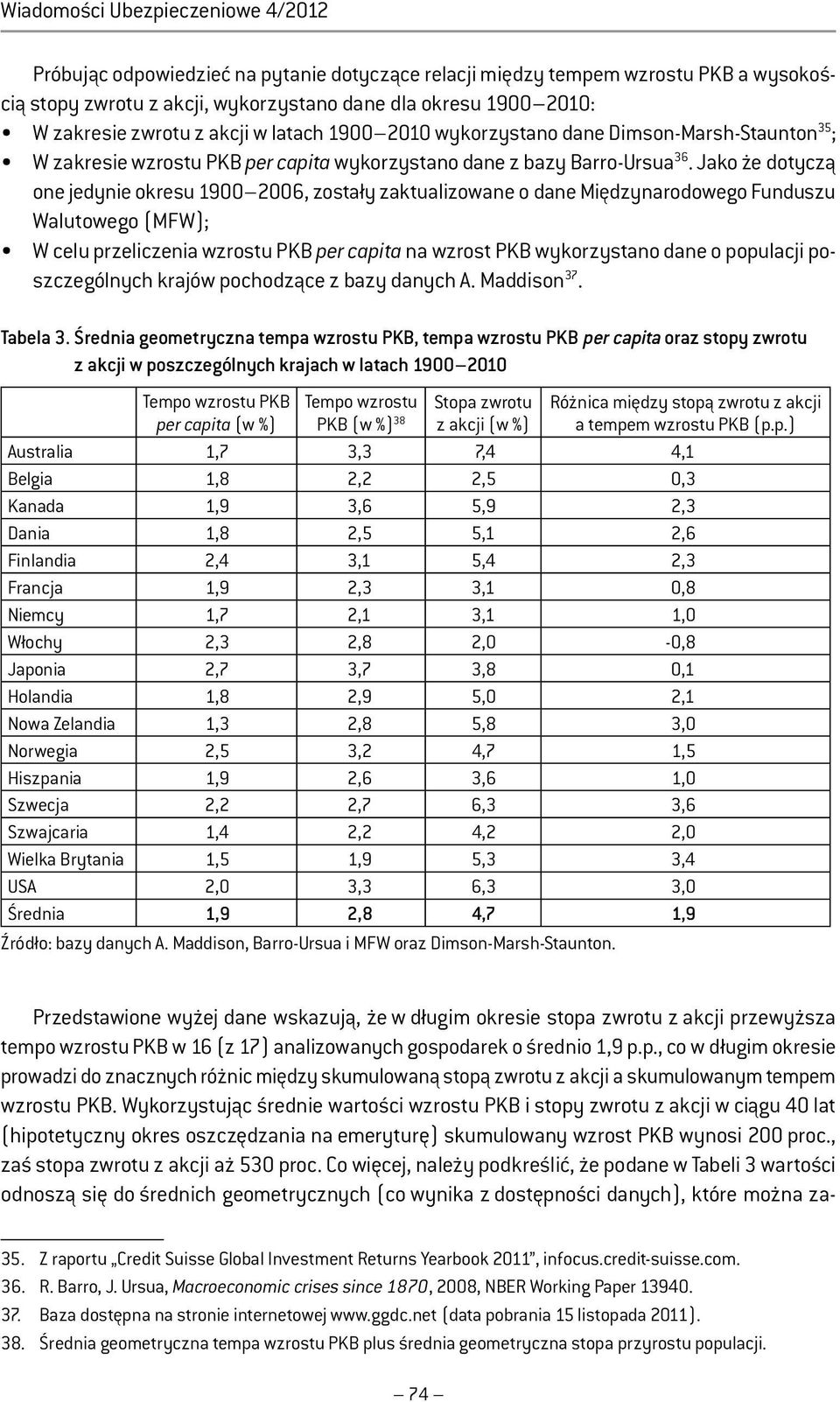 Jako że dotyczą one jedynie okresu 1900 2006, zostały zaktualizowane o dane Międzynarodowego Funduszu Walutowego (MFW); W celu przeliczenia wzrostu PKB per capita na wzrost PKB wykorzystano dane o