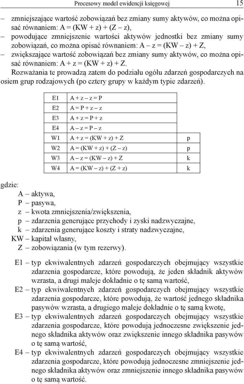 Rozważania te prowadzą zatem do podziału ogółu zdarzeń gospodarczych na osiem grup rodzajowych (po cztery grupy w każdym typie zdarzeń).