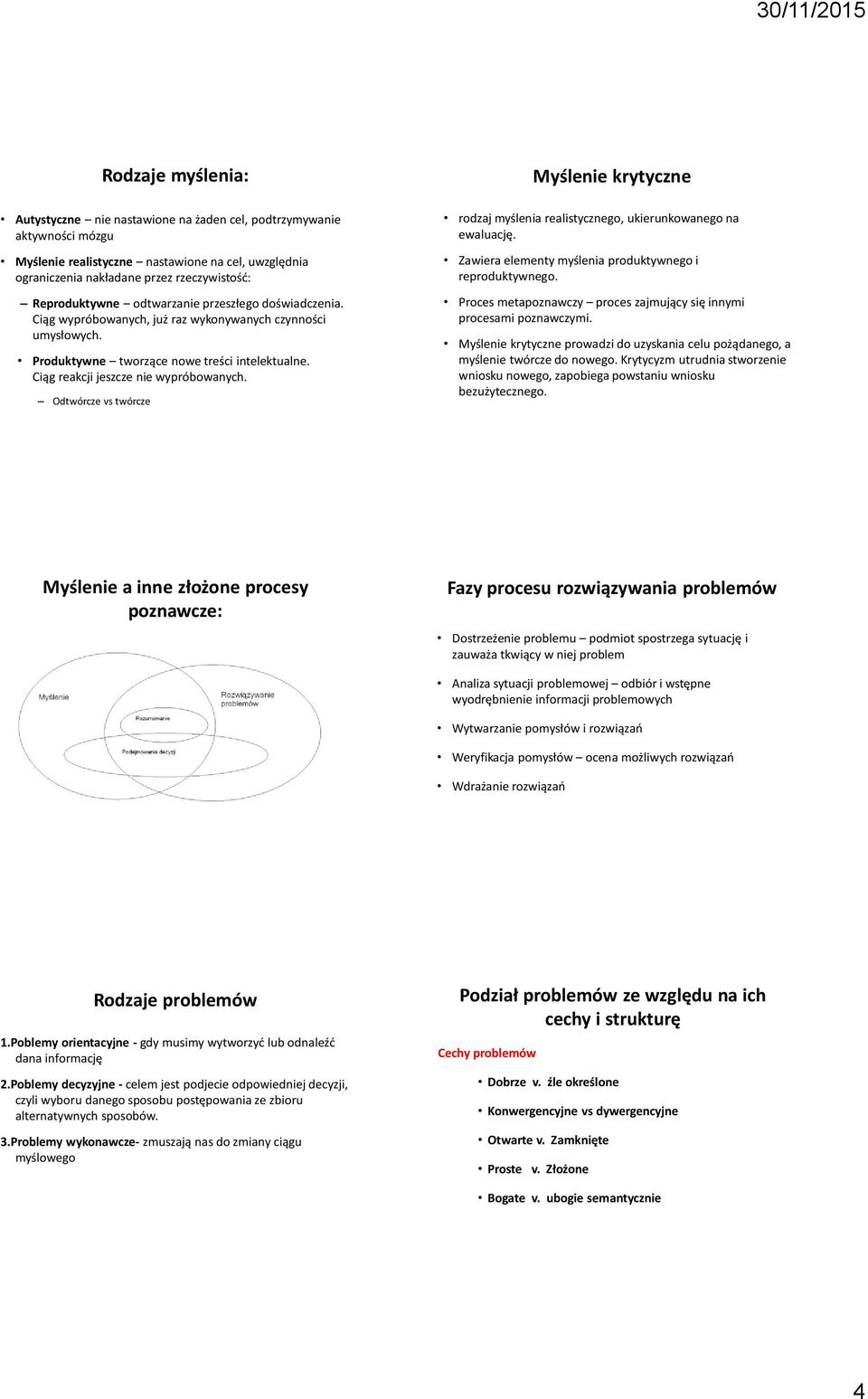 Ciąg reakcji jeszcze nie wypróbowanych. Odtwórcze vs twórcze rodzaj myślenia realistycznego, ukierunkowanego na ewaluację. Zawiera elementy myślenia produktywnego i reproduktywnego.