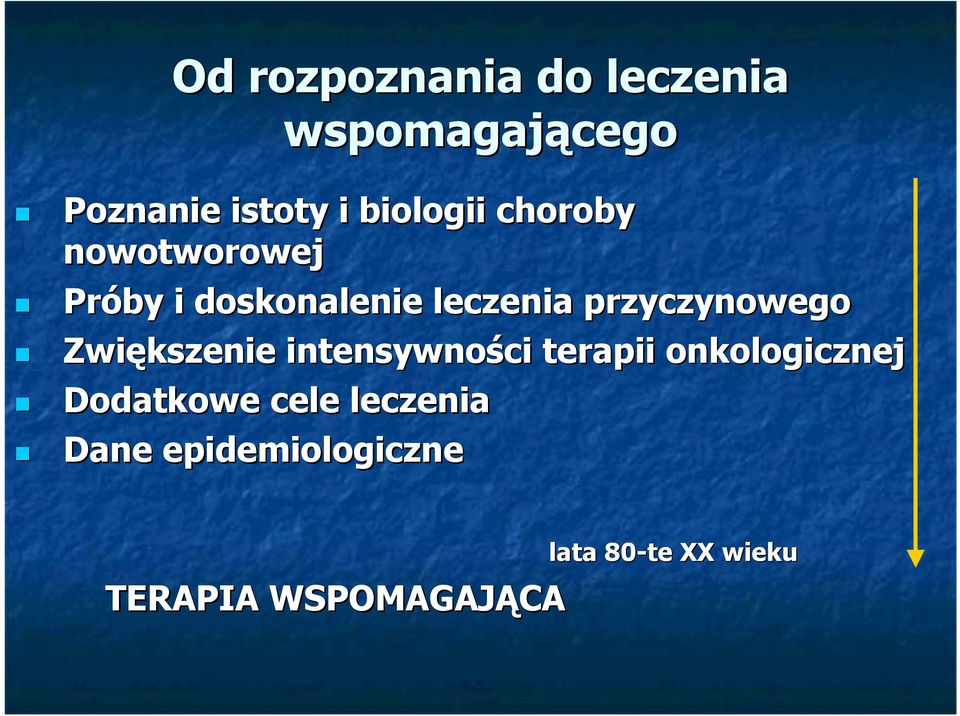 przyczynowego Zwiększenie intensywności terapii onkologicznej