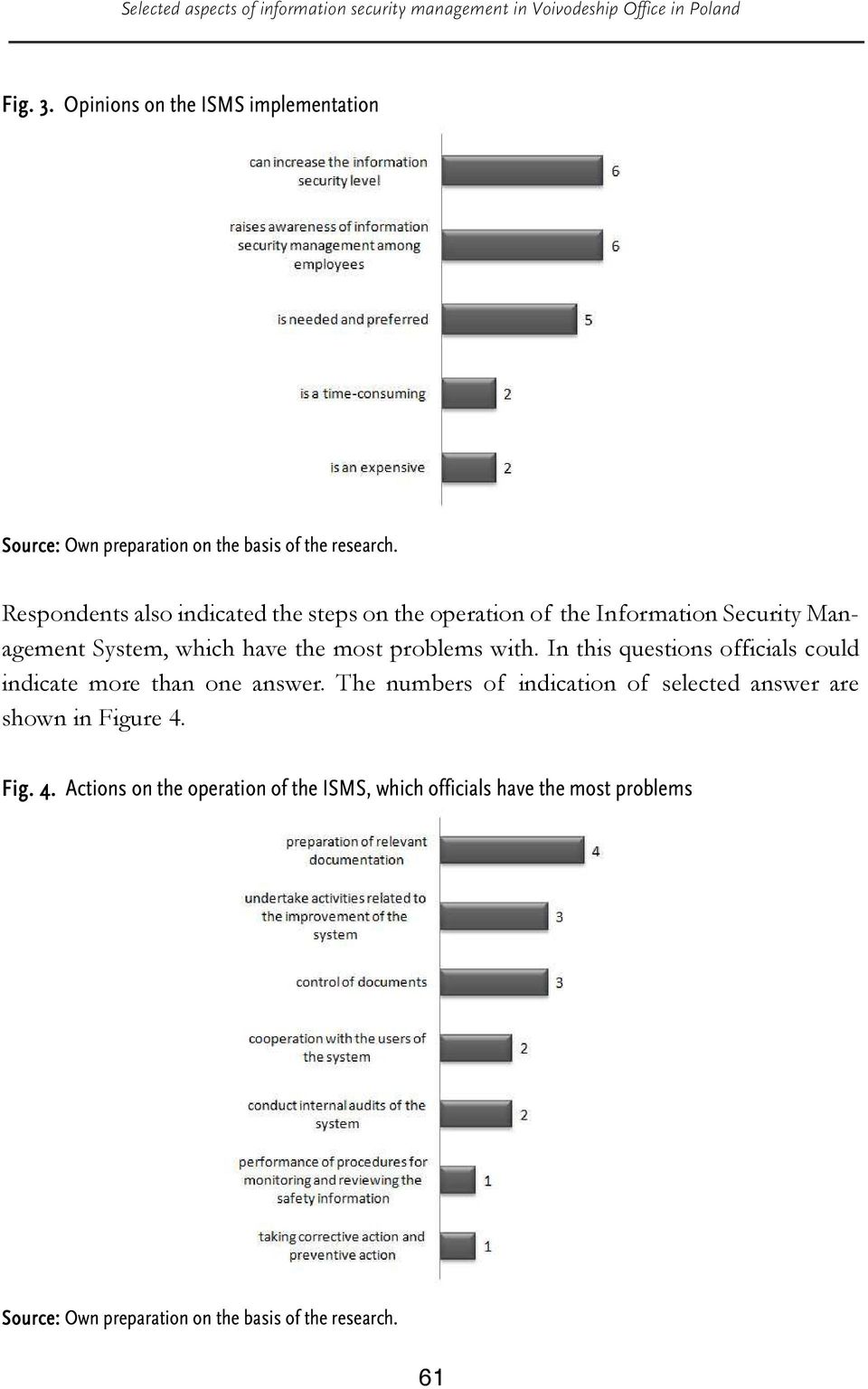 Respondents also indicated the steps on the operation of the Information Security Management System, which have the most problems with.