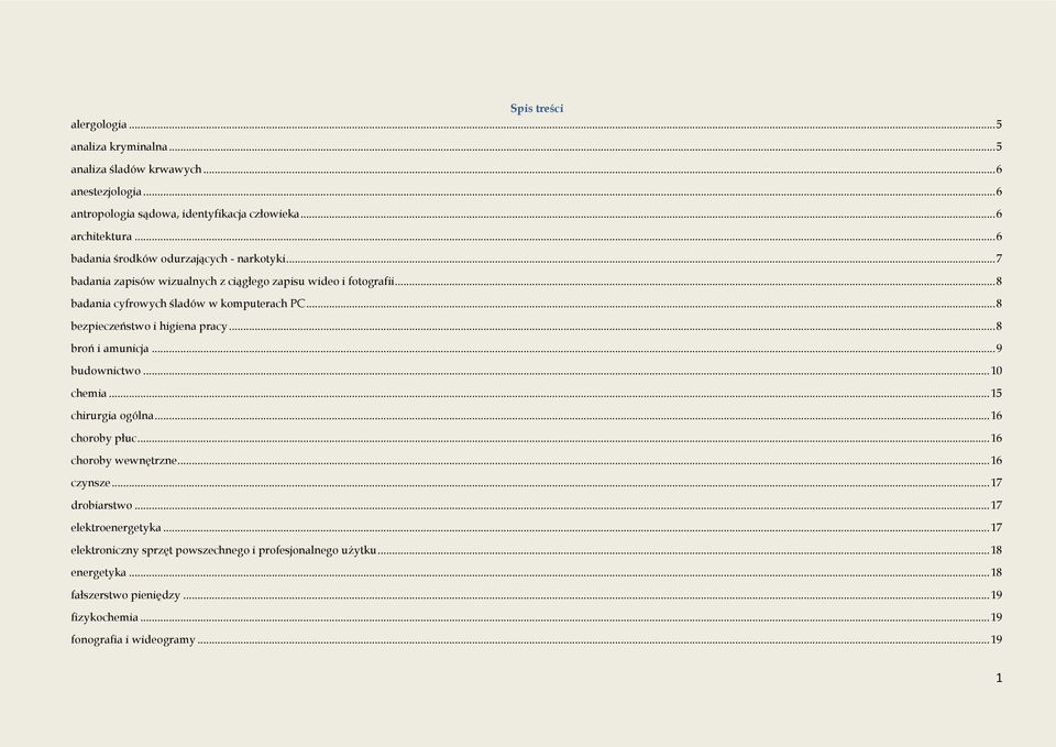 .. 8 bezpieczeństwo i higiena pracy... 8 broń i amunicja... 9 budownictwo... 10 chemia... 15 chirurgia ogólna... 16 choroby płuc... 16 choroby wewnętrzne... 16 czynsze.
