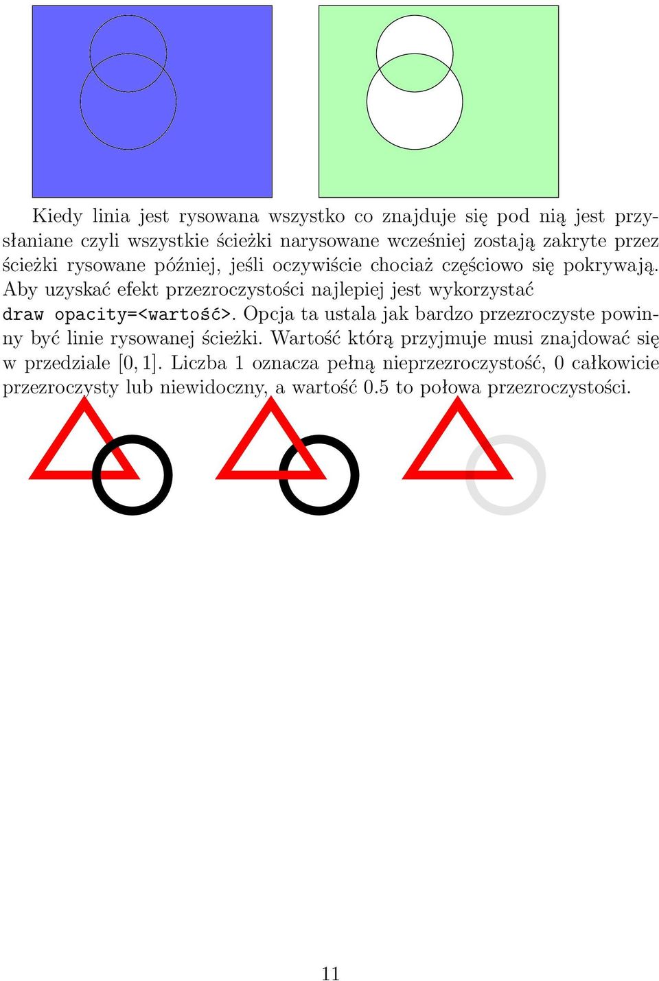 Aby uzyskać efekt przezroczystości najlepiej jest wykorzystać draw opacity=<wartość>.