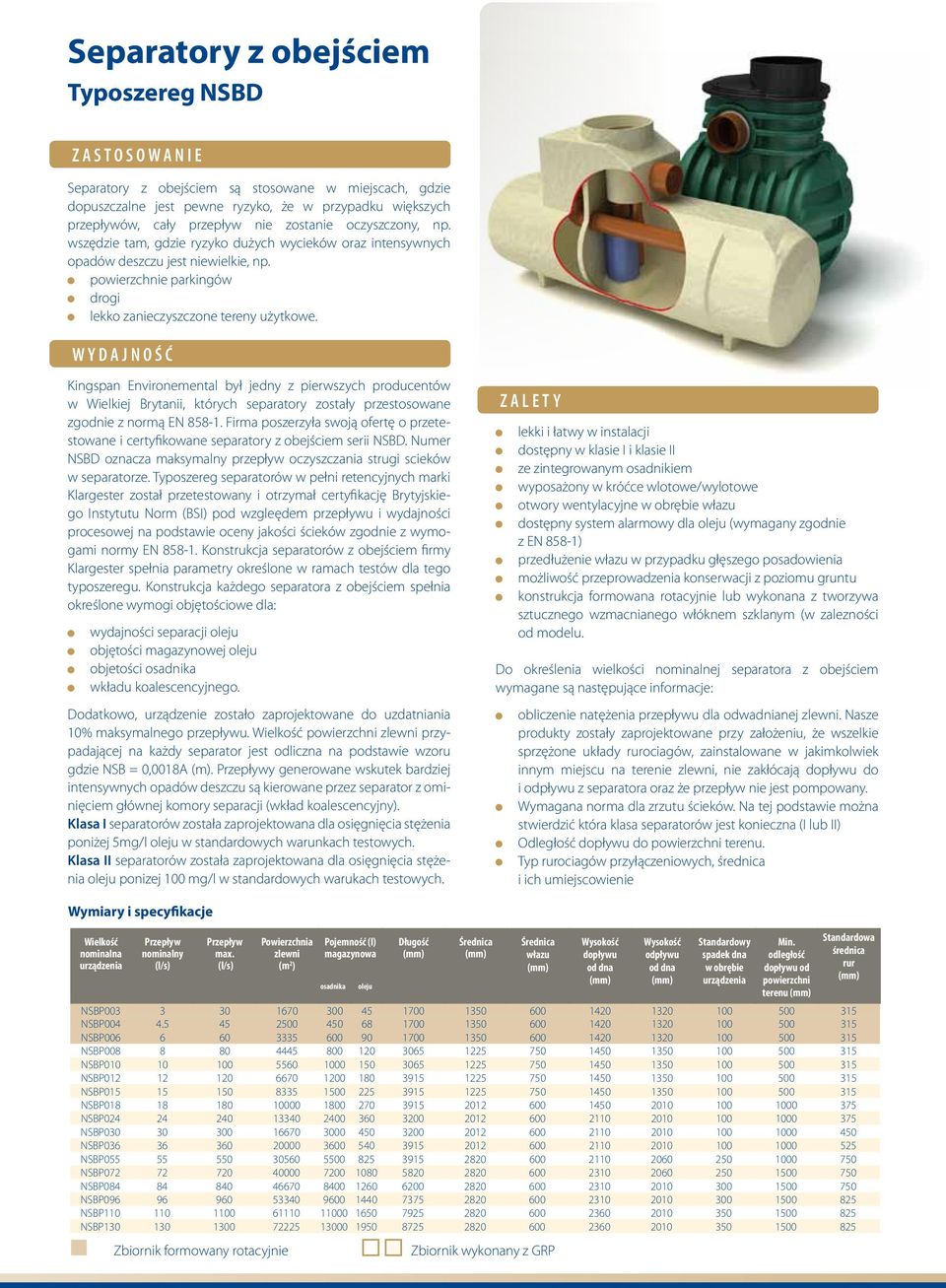 Kingspan Environemental był jedny z pierwszych producentów w Wielkiej Brytanii, których separatory zostały przestosowane zgodnie z normą EN 858-1.