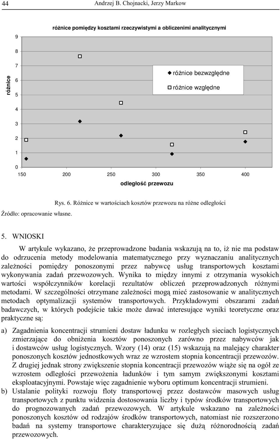 5. WNIOSKI W artykule wykazano, e zeowadzone badania wskazuj na to, i nie ma podstaw do odrzucenia metody modelowania matematycznego zy wyznaczaniu analitycznych zalenoci pomidzy ponoszonymi zez