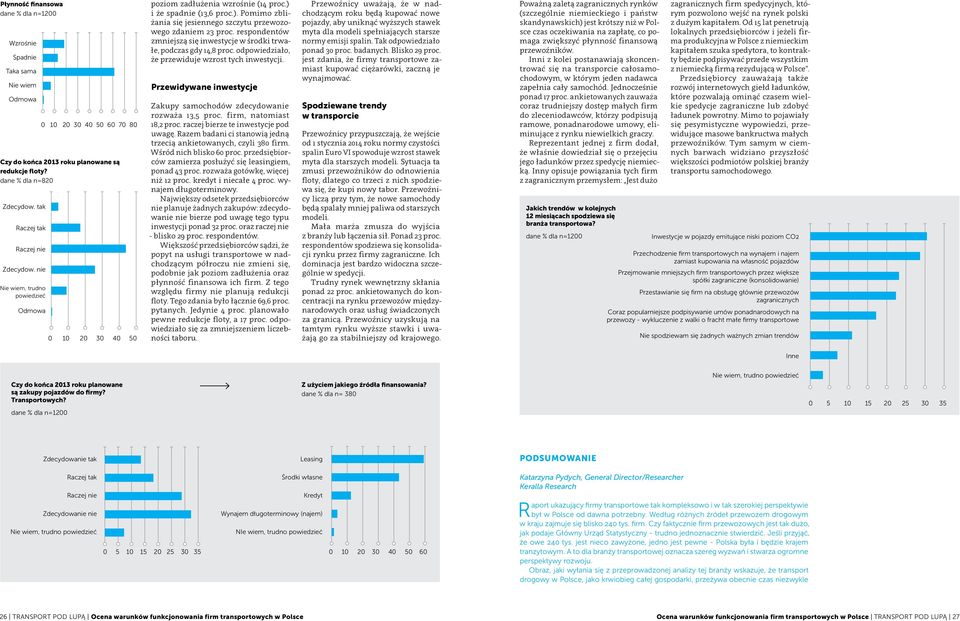 respondentów zmniejszą się inwestycje w środki trwałe, podczas gdy 4,8 proc. odpowiedziało, że przewiduje wzrost tych inwestycji.