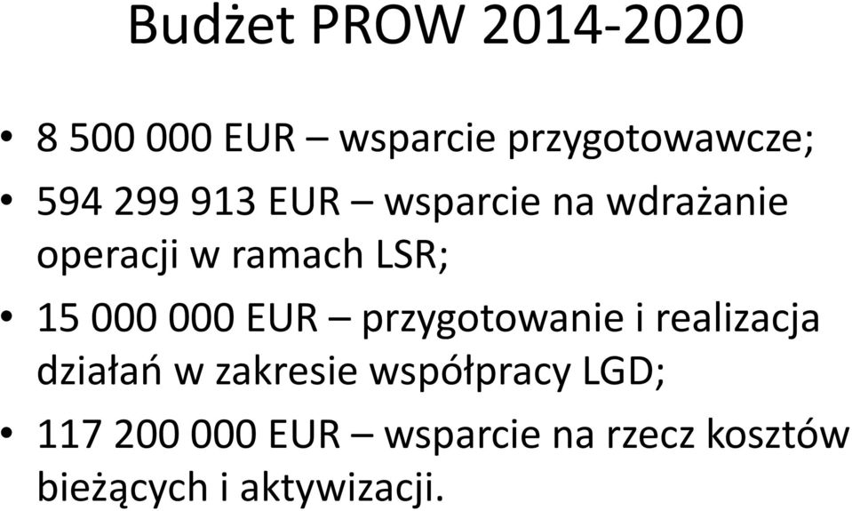 000 EUR przygotowanie i realizacja działań w zakresie współpracy