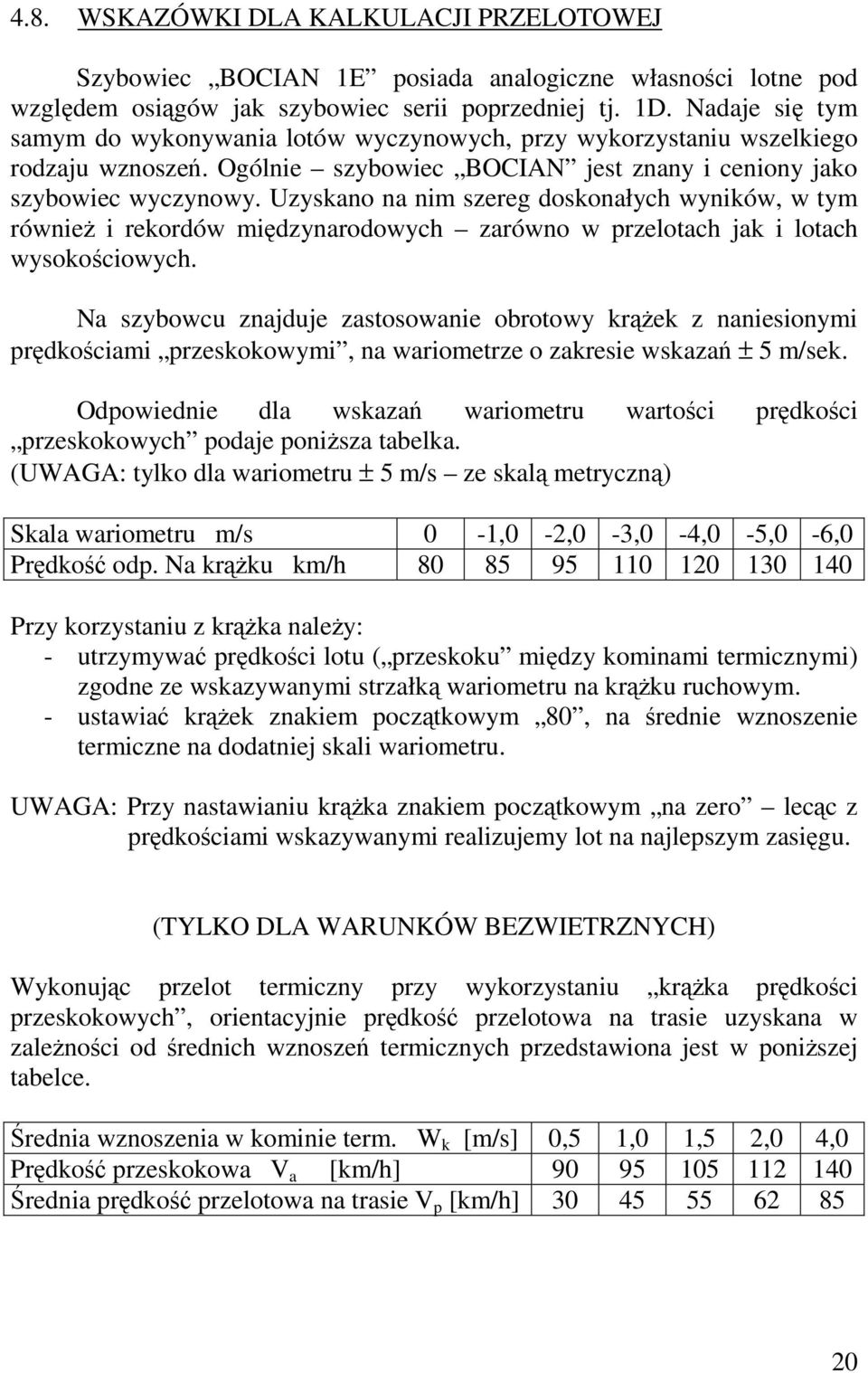 Uzyskano na nim szereg doskonałych wyników, w tym również i rekordów międzynarodowych zarówno w przelotach jak i lotach wysokościowych.