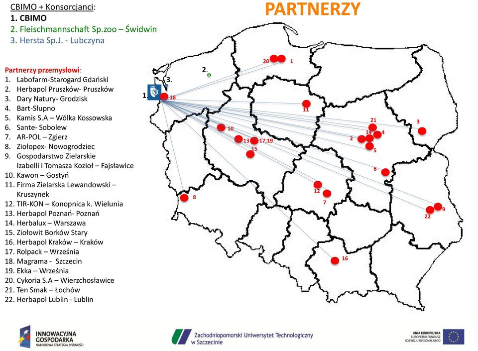 Kawon Gostyo 11. Firma Zielarska Lewandowski Kruszynek 12. TIR-KON Konopnica k. Wielunia 13. Herbapol Poznao- Poznao 14. Herbalux Warszawa 15. Ziołowit Borków Stary 16. Herbapol Kraków Kraków 17.