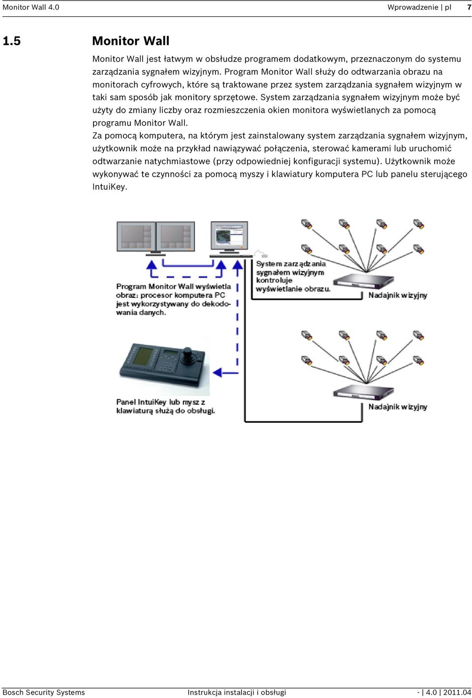 System zarządzania sygnałem wizyjnym może być użyty do zmiany liczby oraz rozmieszczenia okien monitora wyświetlanych za pomocą programu Monitor Wall.