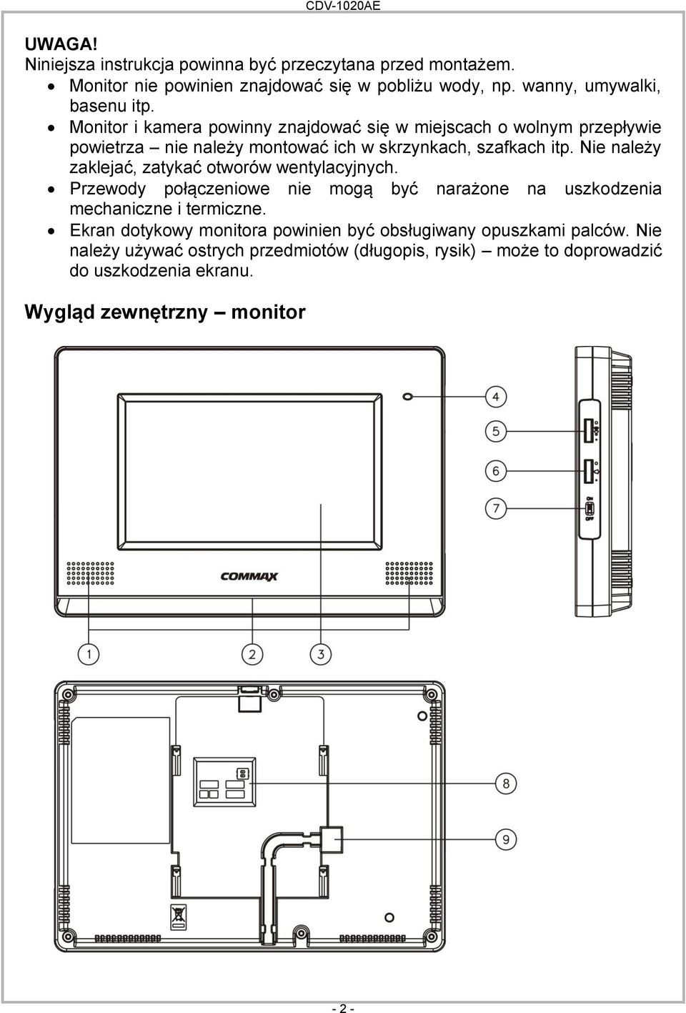 Nie należy zaklejać, zatykać otworów wentylacyjnych. Przewody połączeniowe nie mogą być narażone na uszkodzenia mechaniczne i termiczne.