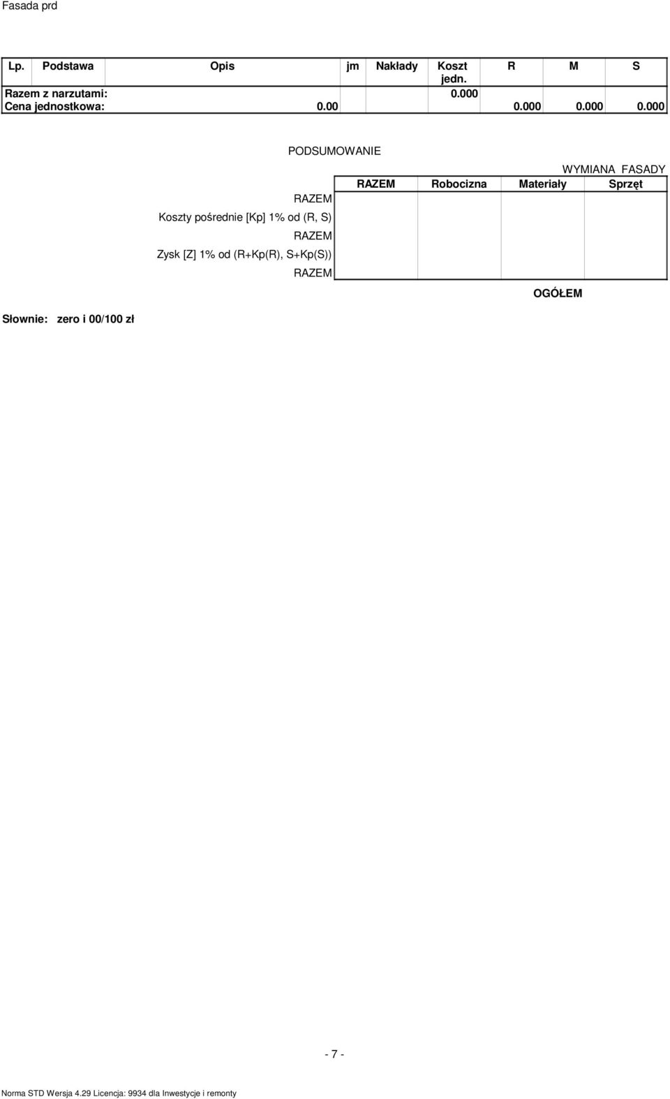 S) Zysk [Z] 1% od (R+Kp(R), S+Kp(S)) WYMIANA