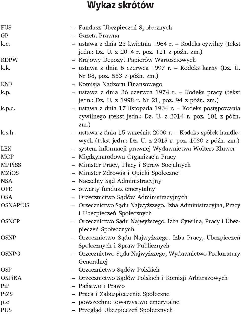 Kodeks pracy (tekst jedn.: Dz. U. z 1998 r. Nr 21, poz. 94 z późn. zm.) k.p.c. ustawa z dnia 17 listopada 1964 r. Kodeks postępowania cywilnego (tekst jedn.: Dz. U. z 2014 r. poz. 101 z późn. zm.) k.s.h.