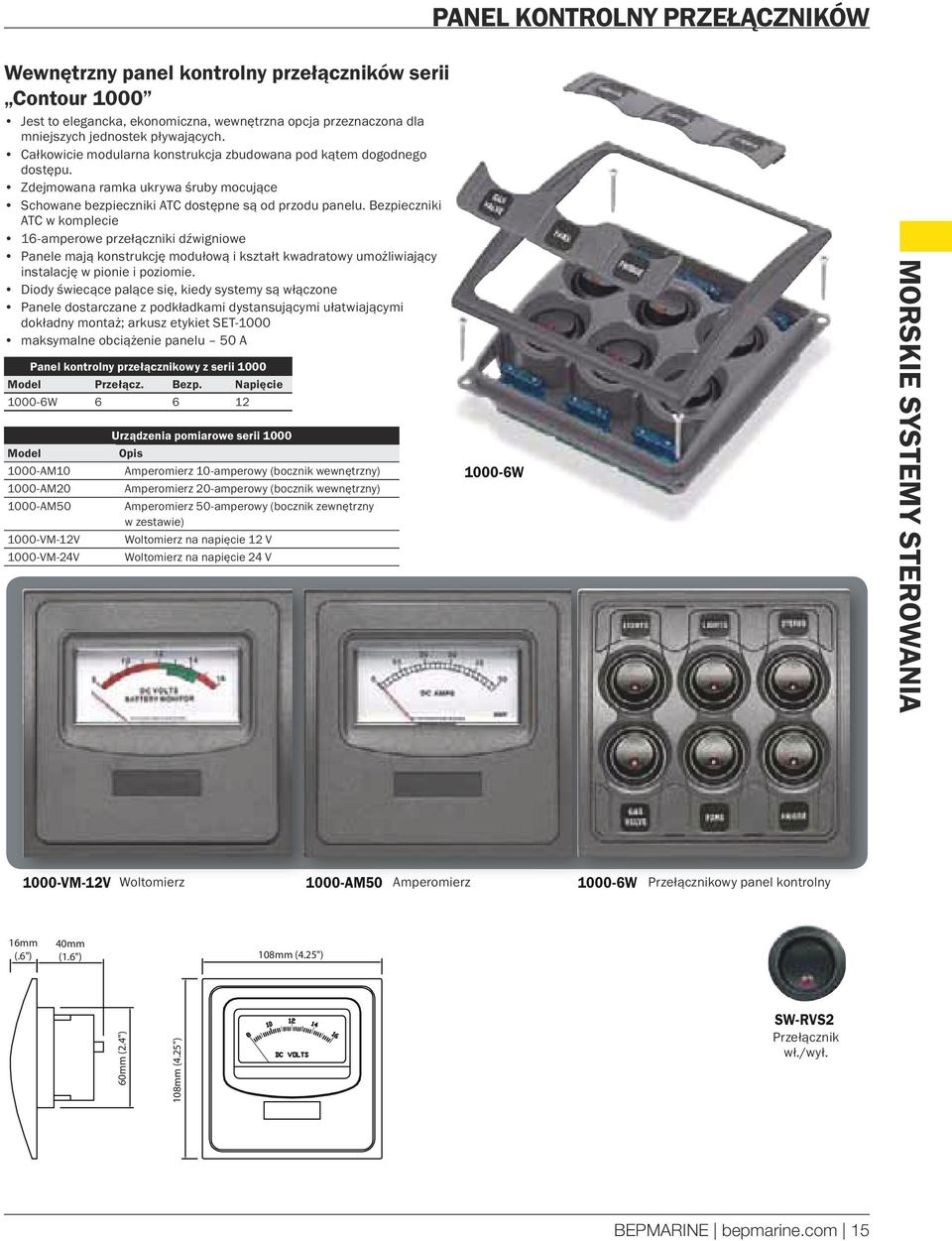 Bezpieczniki ATC w komplecie 16-amperowe przełączniki dźwigniowe Panele mają konstrukcję modułową i kształt kwadratowy umożliwiający instalację w pionie i poziomie.