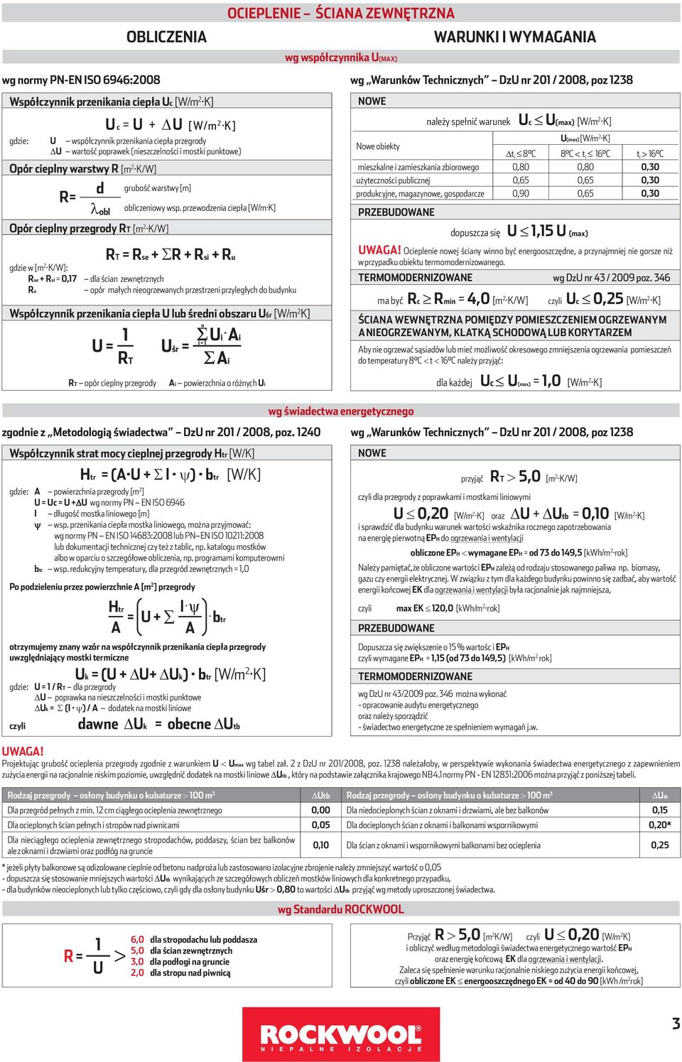 w [m 2 K/W]: Rse + Rsi = 0,17 Ru obliczeniowy wsp.