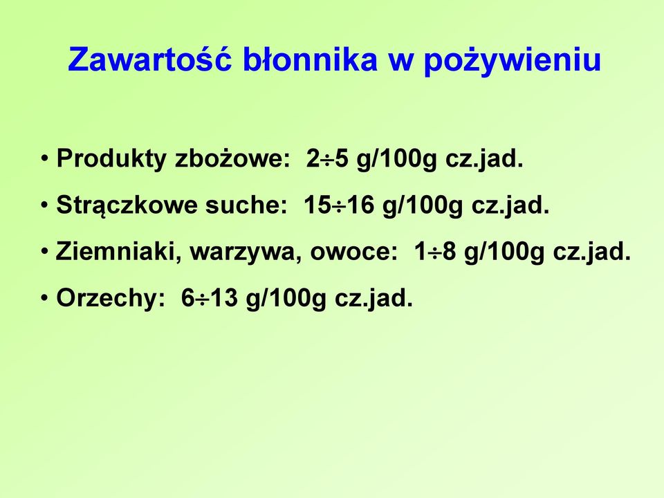 Strączkowe suche: 15 16 g/100g cz.jad.