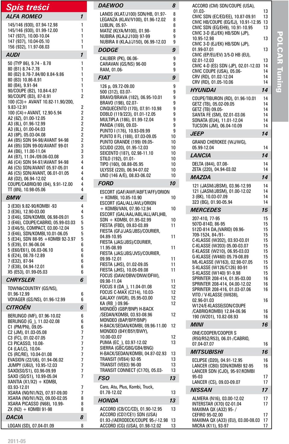 91 2 100 (C4)+AVANT, 12.90-5.94 2 A2 (8Z), 01.00-12.05 2 A3 (8L), 01.96-12.99 2 A3 (8L), 01.00-04.03 2 A3 (8P), 05.03-04.