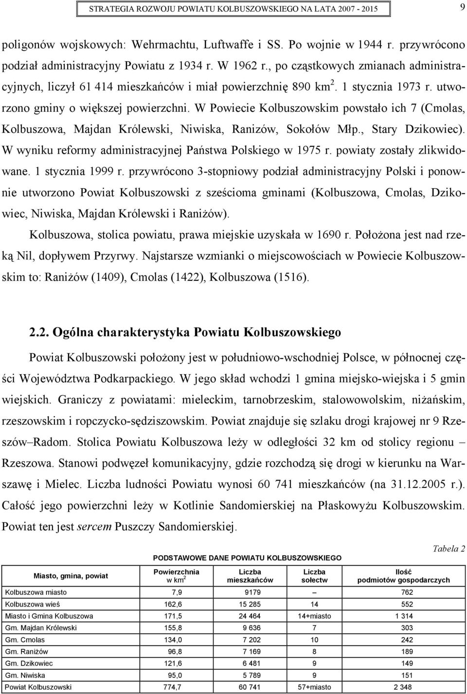 W Powiecie Kolbuszowskim powstało ich 7 (Cmolas, Kolbuszowa, Majdan Królewski, Niwiska, Ranizów, Sokołów Młp., Stary Dzikowiec). W wyniku reformy administracyjnej Państwa Polskiego w 1975 r.