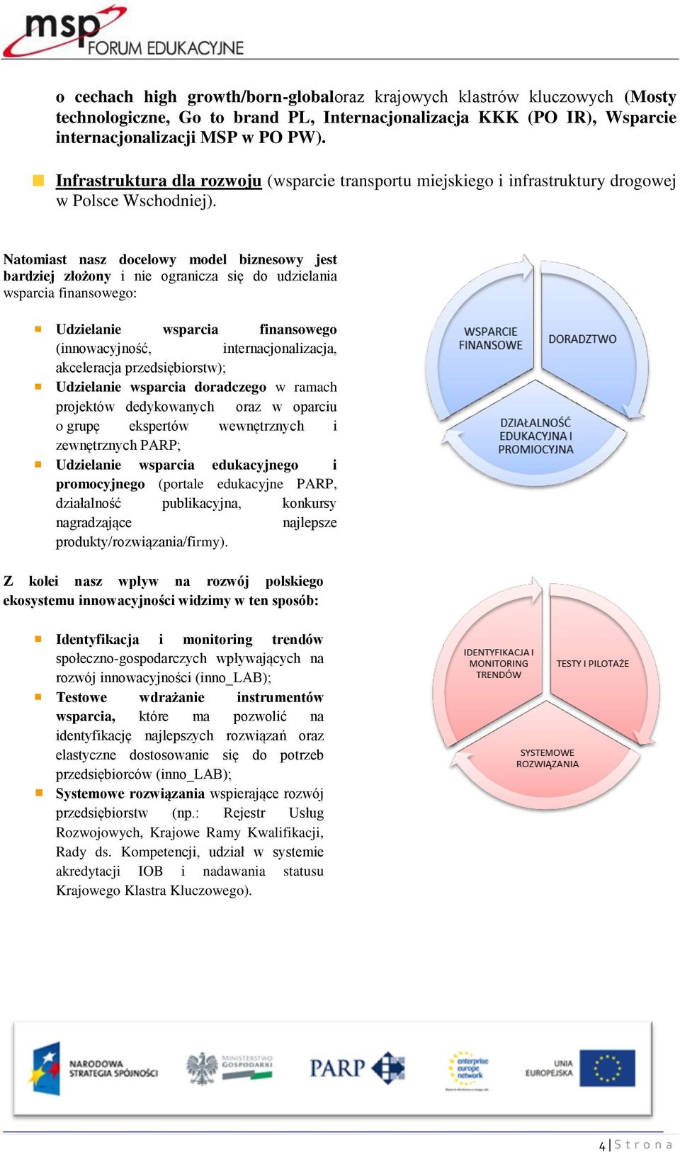 Natomiast nasz docelowy model biznesowy jest bardziej złożony i nie ogranicza się do udzielania wsparcia finansowego: Udzielanie wsparcia finansowego (innowacyjność, internacjonalizacja, akceleracja