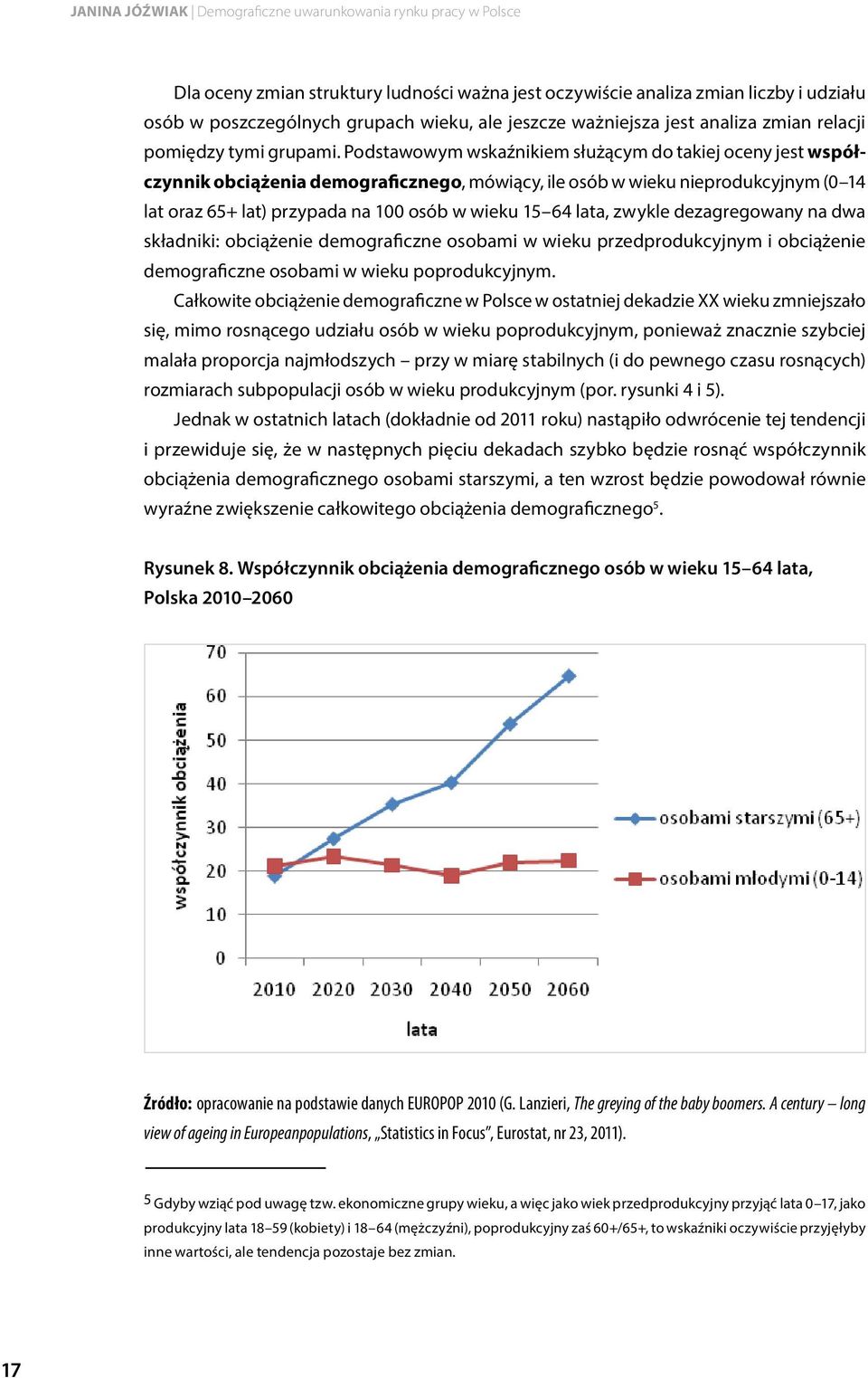 Podstawowym wskaźnikiem służącym do takiej oceny jest współczynnik obciążenia demograficznego, mówiący, ile osób w wieku nieprodukcyjnym (0 14 lat oraz 65+ lat) przypada na 100 osób w wieku 15 64