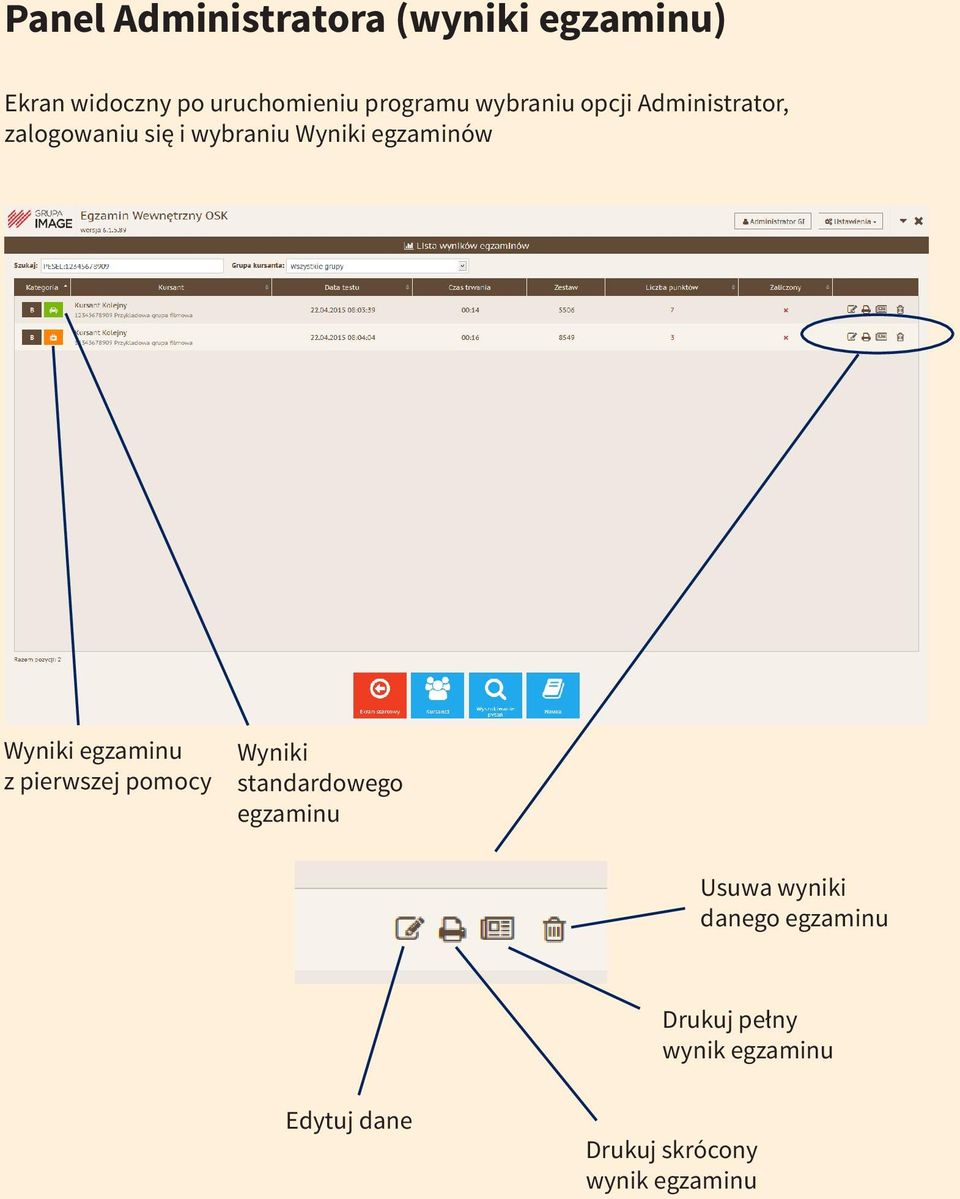 Wyniki egzaminu z pierwszej pomocy Wyniki standardowego egzaminu Usuwa wyniki