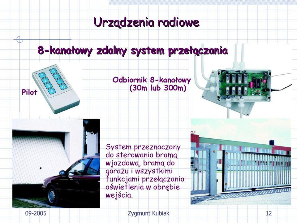 przeznaczony do sterowania bramą wjazdową, bramą do garażu