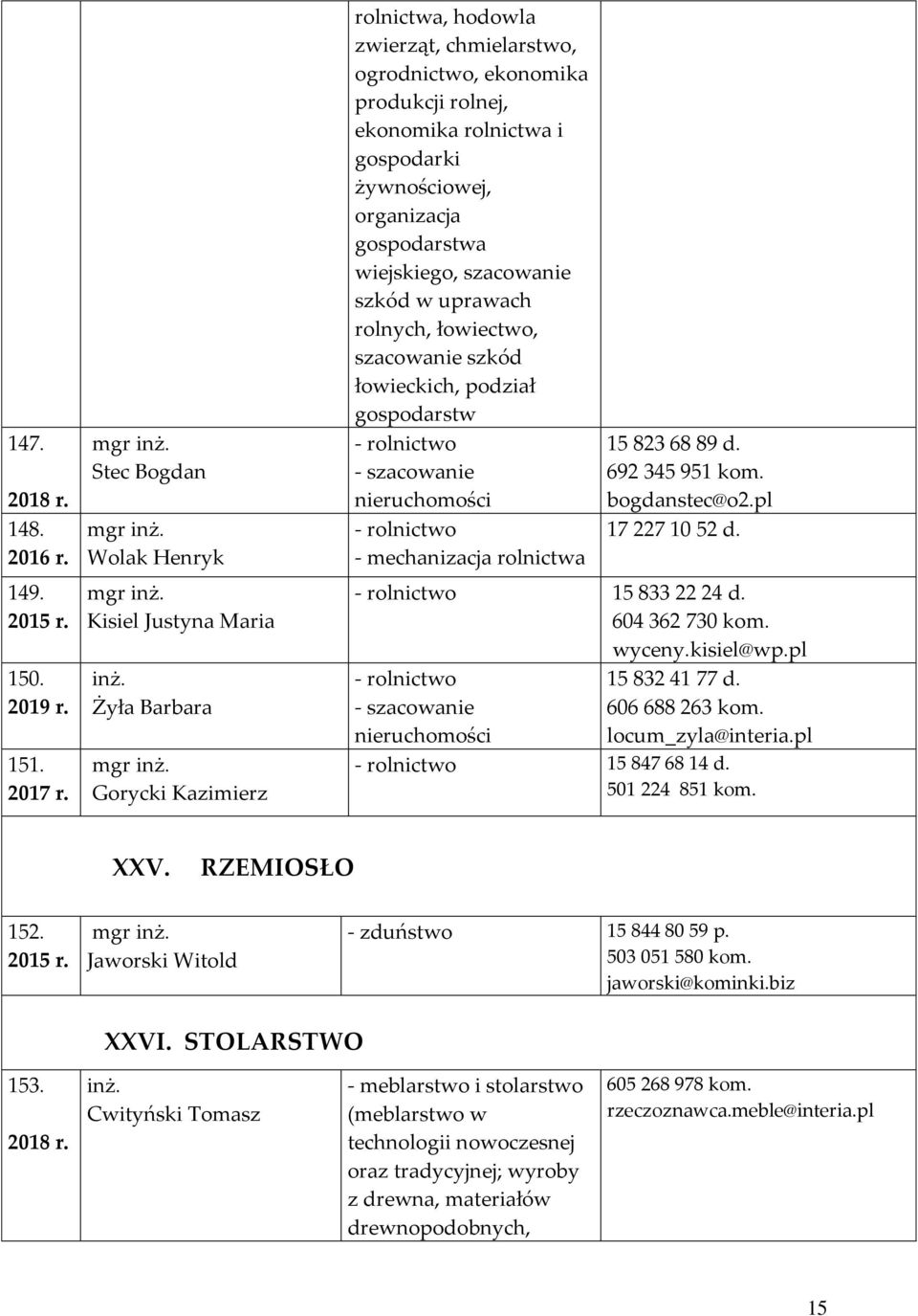 żywnościowej, organizacja gospodarstwa wiejskiego, szacowanie szkód w uprawach rolnych, łowiectwo, szacowanie szkód łowieckich, podział gospodarstw - rolnictwo - rolnictwo - mechanizacja rolnictwa 15