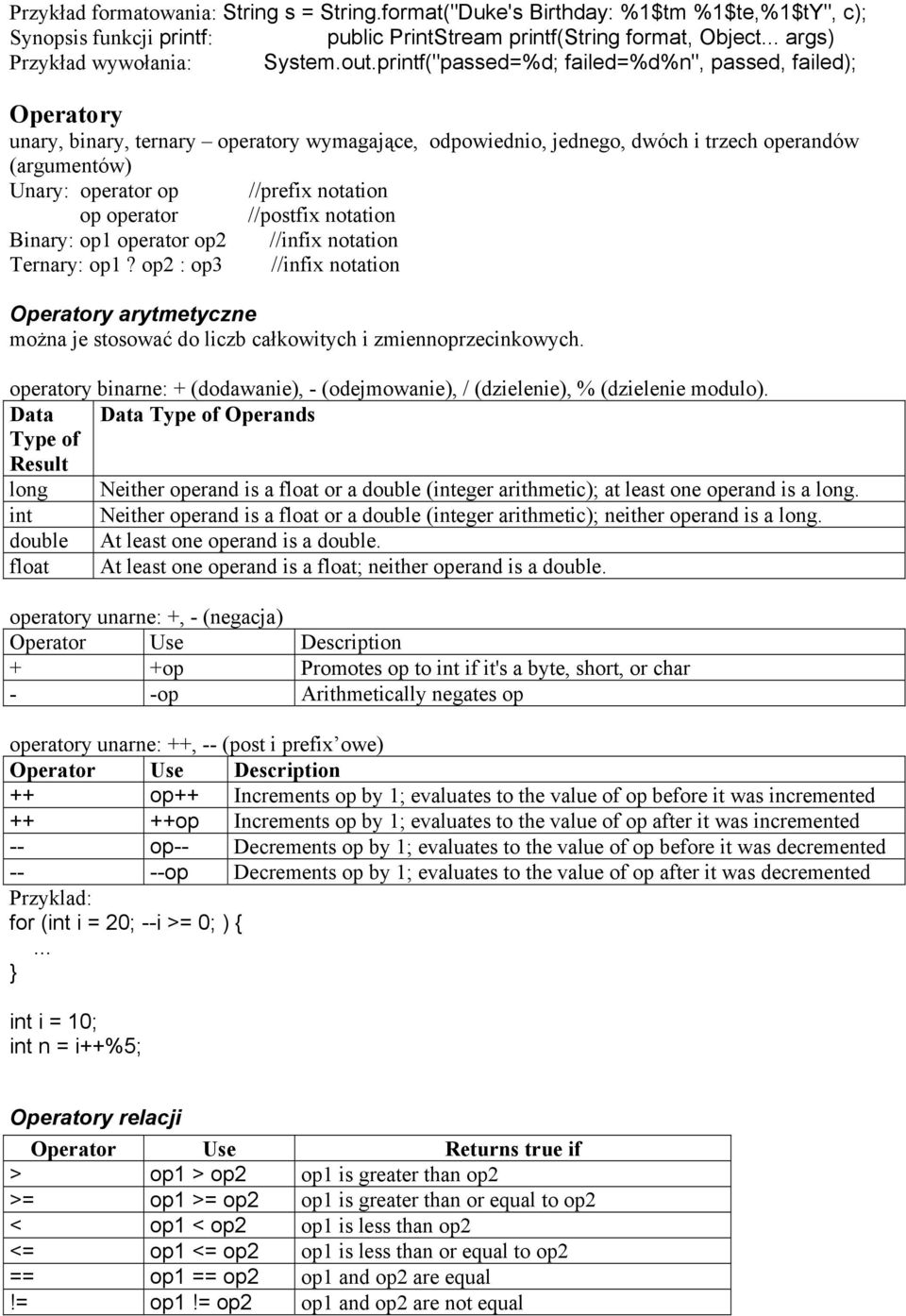 notation op operator //postfix notation Binary: op1 operator op2 //infix notation Ternary: op1?