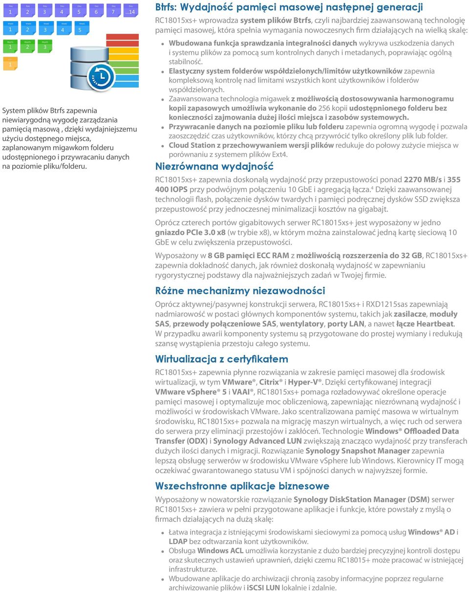 Btrfs: Wydajność pamięci masowej następnej generacji RC805xs+ wprowadza system plików Btrfs, czyli najbardziej zaawansowaną technologię pamięci masowej, która spełnia wymagania nowoczesnych firm