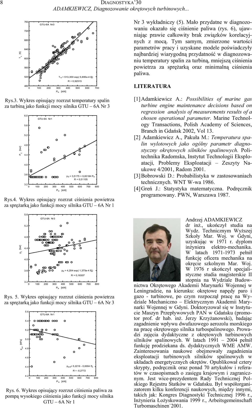 Tym samym, zmierzone wartoci parametrów pracy i uzyskane modele powiadczyy najbardziej wiarygodn przydatno w diagnozowaniu temperatury spalin za turbin, mniejsz cinienia powietrza za sprark oraz